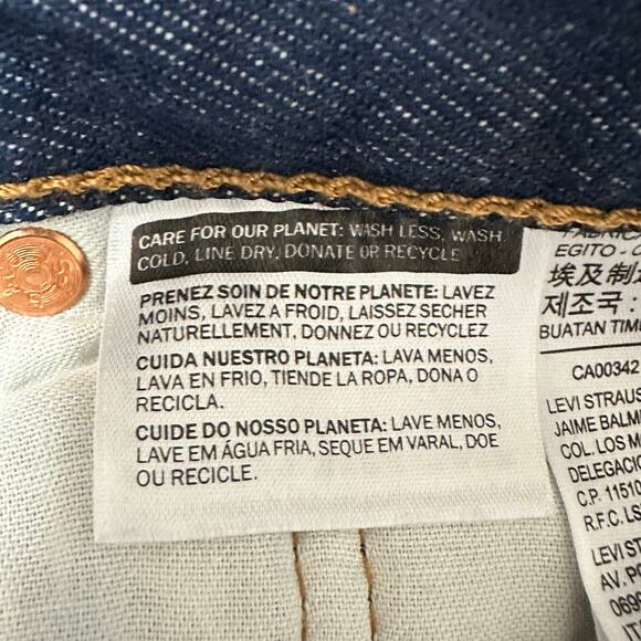 Levi 501 Original Fit Dark Wash Denim Jeans Button Fly 100% Cotton Mens 36x31 - Picture 3 of 9